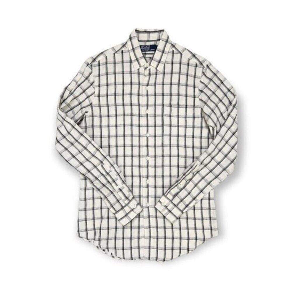 Vintage Polo Ralph Lauren Windowpane‎ Button Up Long Sleeve Shirt Mens S…